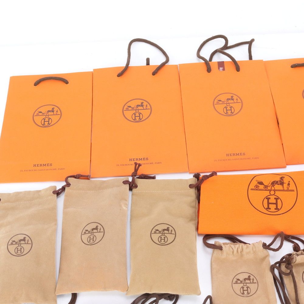 HERMES エルメス 純正 ショップ保存袋 まとめ売り 巾着 ベージュ 11枚 まとめ 30点 セット エルメス 保存袋 ショッパー 巾着 収納 小物