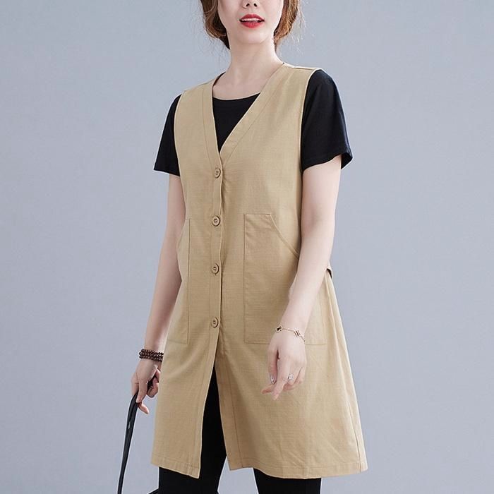 レディース 春 リネンライクロングジレ ジレ ロングコートノースリーブ ロングジレ トレンチ 無地 綿麻 ロング夏 大きいサイズ ベスト レディース 春 リネンライクロングジレ ジレ ロング