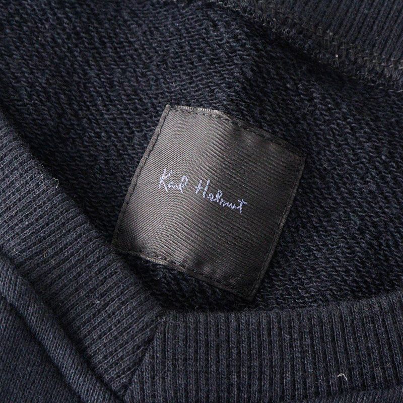 HelmutKロゴ＆ネームワッペン使いスウェットベスト 4｜ブラック