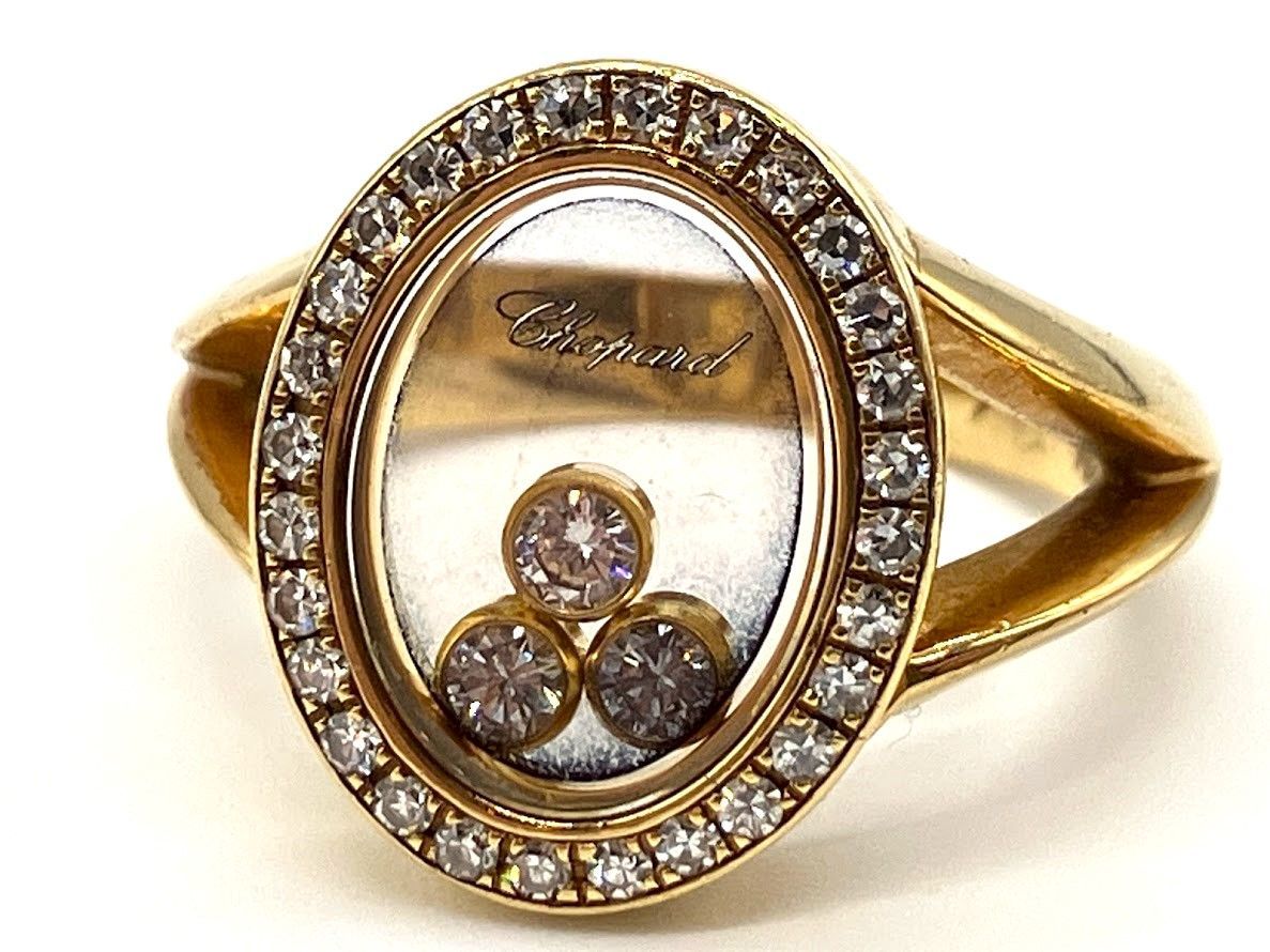 Chopard ショパール ハッピーダイヤ リング　YG750 12号 ショパール Chopard ハッピーダイヤリング 750 ダイヤモンド