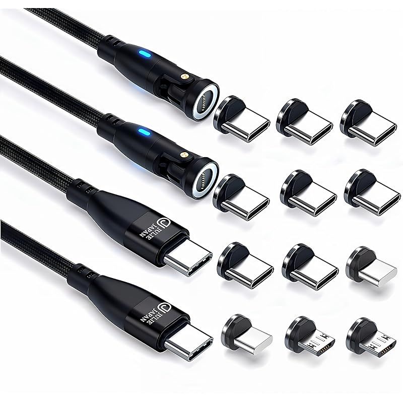 JJ JULIE JAPAN マグネット充電ケーブル 9PIN PD 60W 1m2本 2m2本 マグネット端子3種類 USB Type-C MicroUSB アイプロダクト