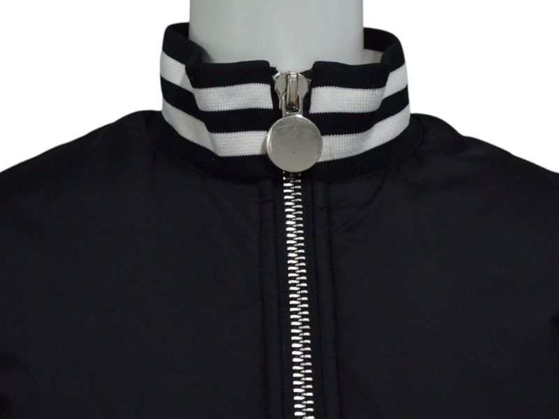 GIVENCHY ジバンシー キッズ 子供服 ジャケット ブルゾン H16034 ナイロン ブラック ホワイト シルバー金具 サイズ8 4c075748