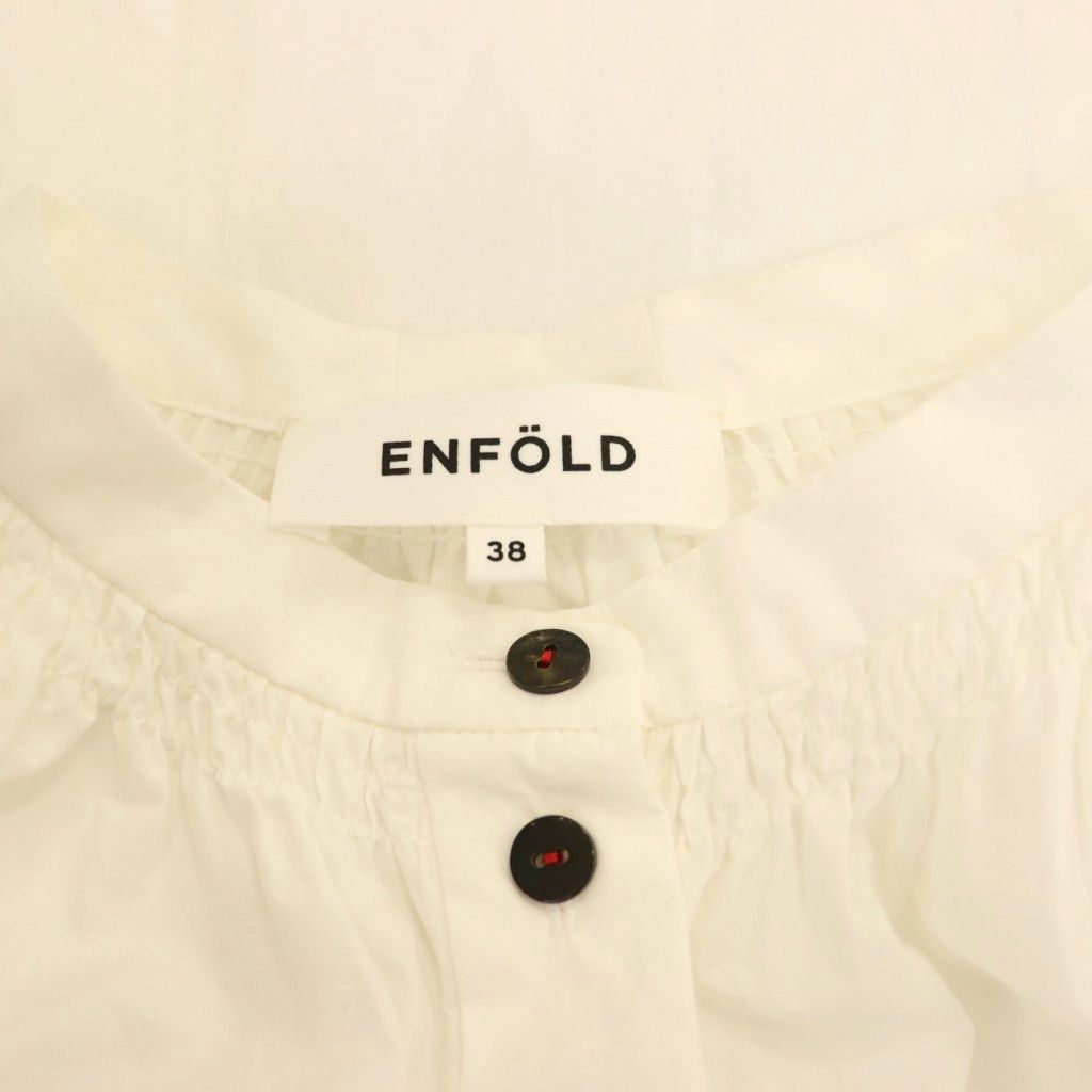  エンフォルド ENFOLD 23 SS GATHER-SLEEVE BLOUSE ブラウス 半袖 38 白 ホワイト AT OS 半袖 シャツ ブラウス