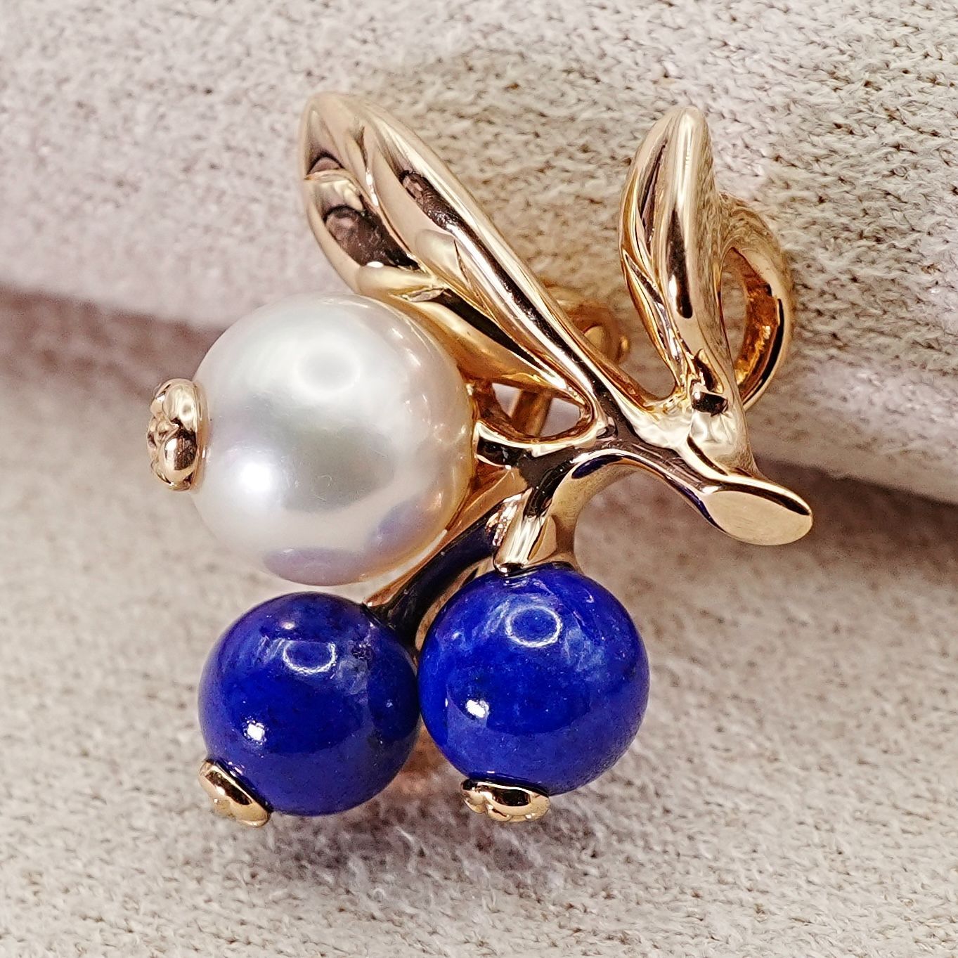 ミキモト K18×パール×ラピスラズリ ブローチ 2009年 |25-1844