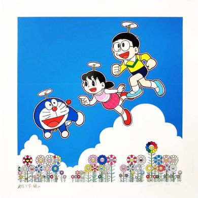 村上隆×ドラえもんエディションサイン入り版画 どこまでも行けるような そんな青空