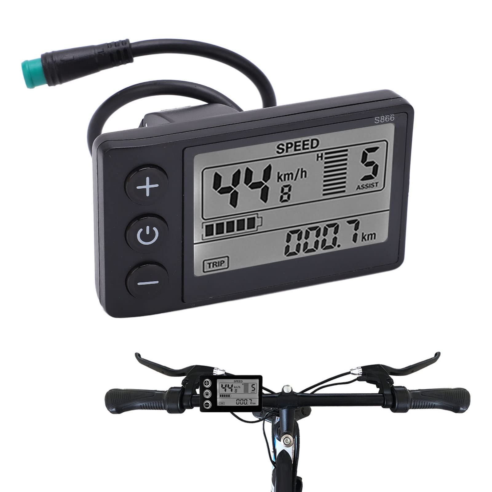 電動自転車 S866 LCD ディスプレイメータ 24V 36V 48V コントロールパネル 防水プラグ付き サイクル スピードメーターゲージ  ディスプレイメーター 22.2mmのハンドルバーに適する - メルカリ