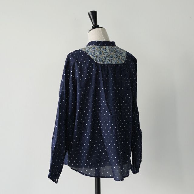 sosotto (ソソット) | シャツコールリバティ釦ラグランヨーク切り替えBL長袖 (gray) | トップス ブラウス お洒落 sosotto (ソソット) | シャツコールリバティ釦ラグランヨーク