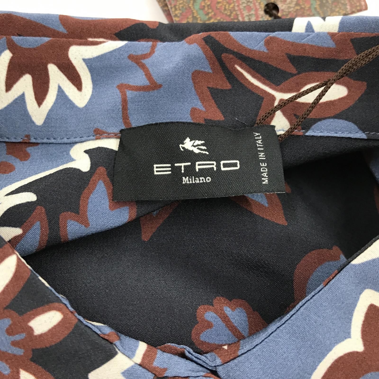 ETRO エトロ タグ付き総柄長袖シャツ size38/グレー - メルカリ