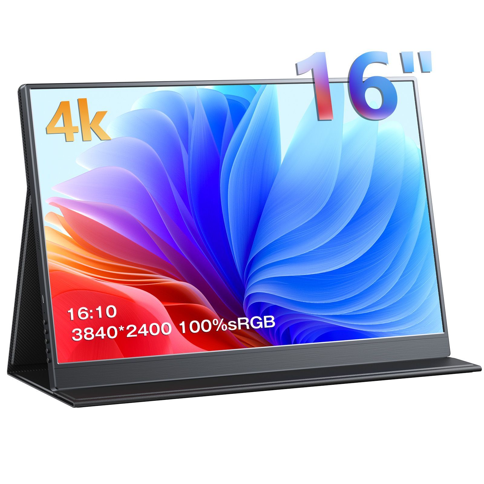 モバイルモニター 4k  16インチ 3840x2400 16:10 色深度10bit 400cd/m2 高輝度 IPS 100%sRGB 超軽量 スピーカー内蔵 マグネット保護カバー付き産地直送