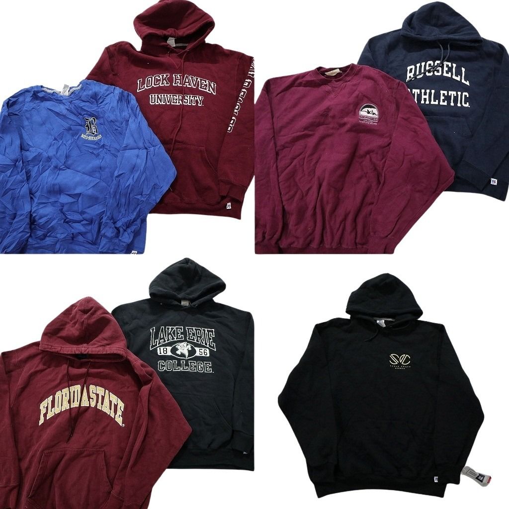 古着卸 まとめ売り リバースタイプ スウェット 7枚セット (メンズ Ⅼ /XL ) カラーMIX カレッジ風 パーカーMIX ワンポイント MW8769