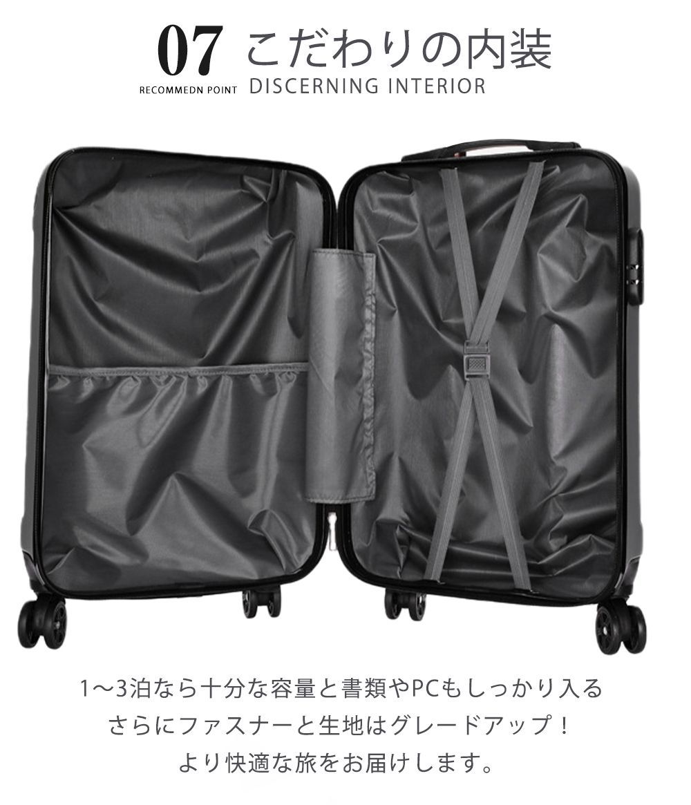 スーツケース キャリーケース  Mサイズ　カラー：ホワイト　STM-WH
