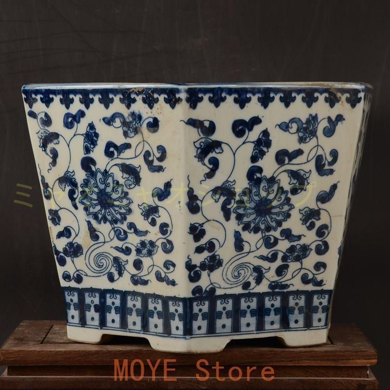 青花六方鉢 盆栽鉢 景德鎮 工芸品 装飾品 花器 美術品 置物 陶芸 青花六方鉢 盆栽鉢 景德鎮 工芸品 装飾品 花器 美術品 置物 陶芸 景