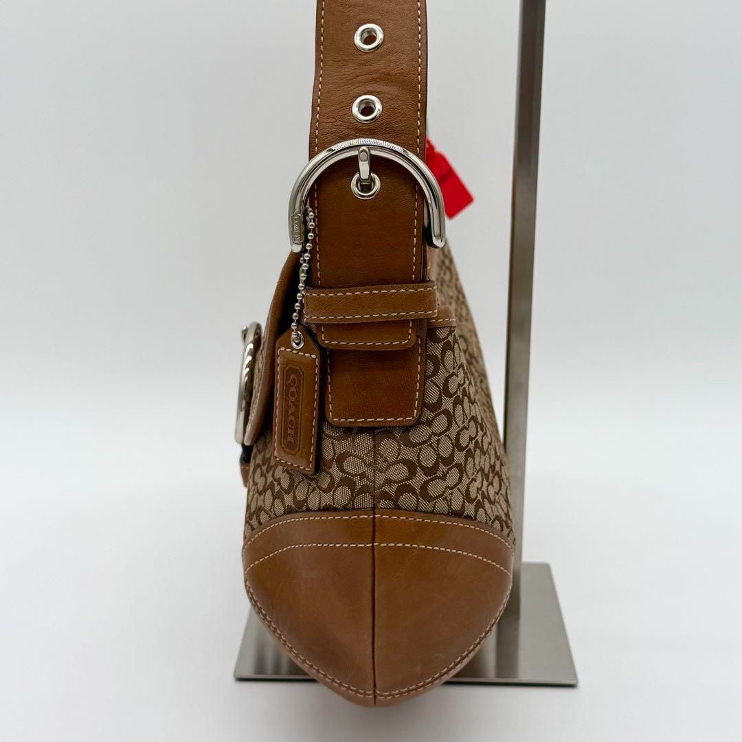 【美品】COACH SOHO マイクロシグネチャー ハンドバッグ フラップ 美品】COACH SOHO マイクロシグネチャー ハンドバッグ フラップ