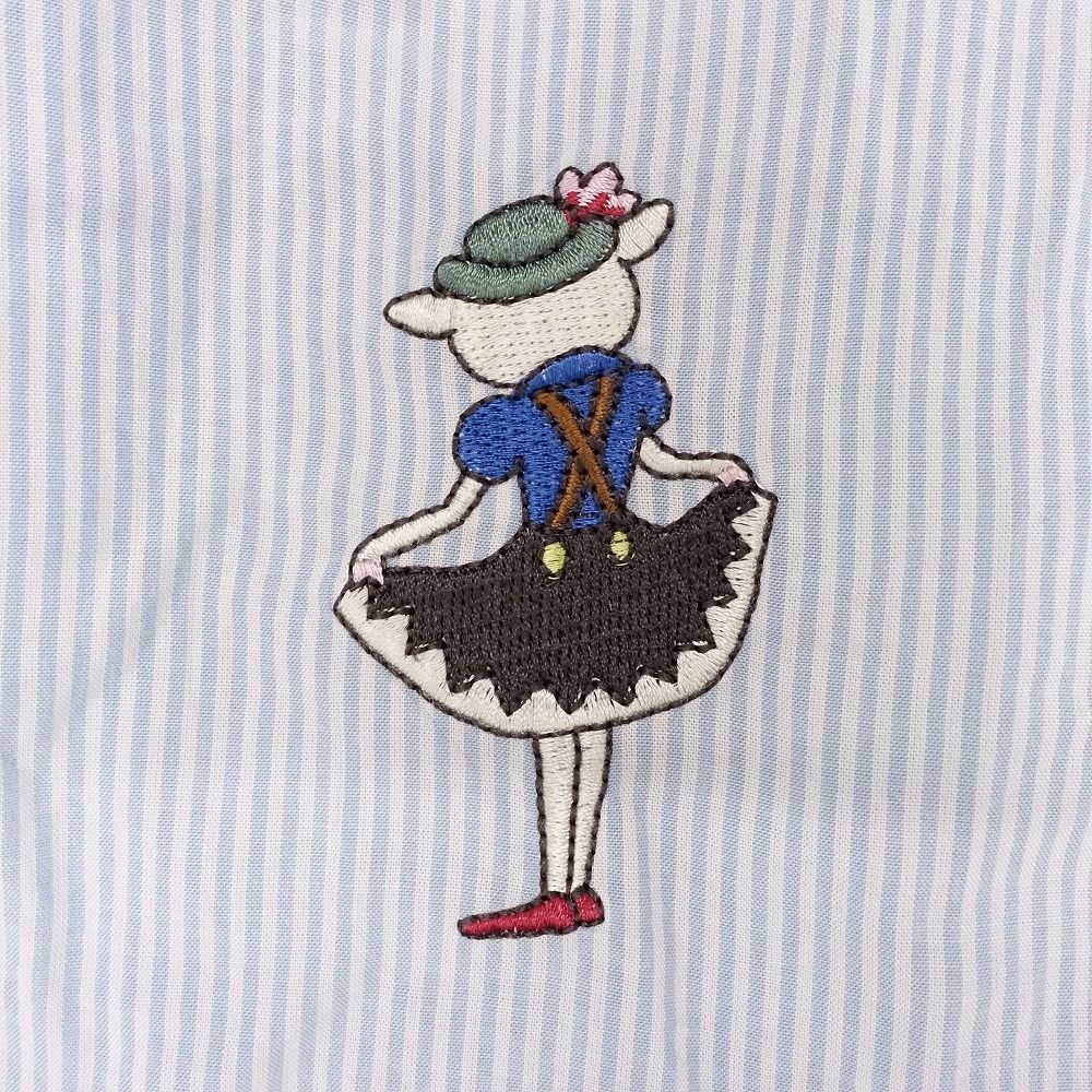 アルベロベロ OLLEBOREBLA オレボレブラ ストライプ柄 シャツ ブラウス チュニック ブタさん 刺繍 トップス 青 レディース 【中古】 アルベロベロ OLLEBOREBLA オレボレブラ ストライプ柄 シャツ
