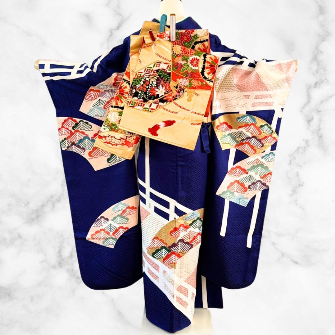美品 振袖 フルセット 身丈155 正絹 furisode 刺繍衿 ブルー 青 美品 振袖 フルセット 身丈155 正絹 furisode 刺繍衿 ブルー 青