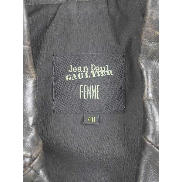 JEAN PAUL GAULTIER FEMME ジャンポールゴルチェ フェム 01ss ダメージ加工レザーライダース＆コルセット ブラック 40 -  メルカリ