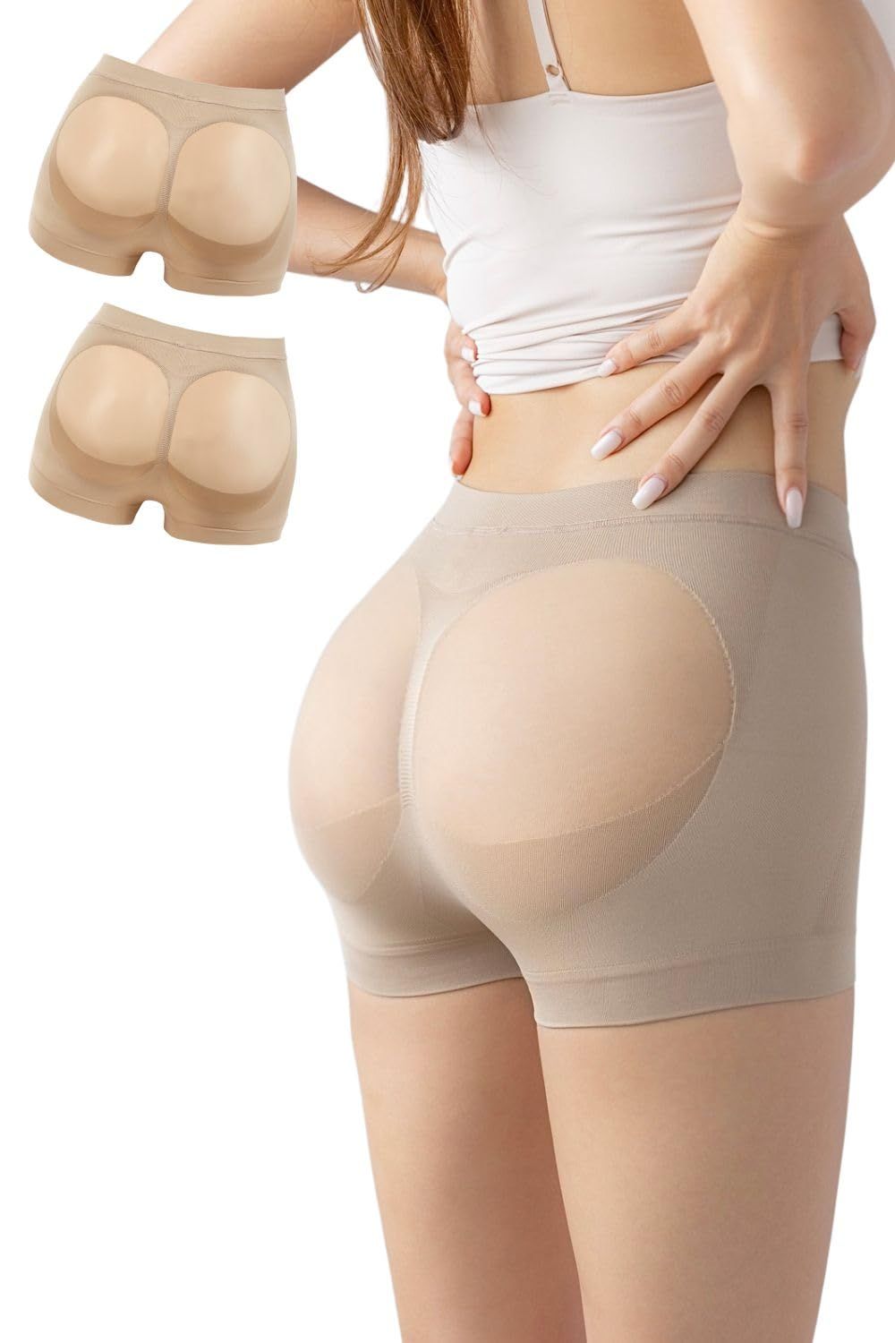 momoful モモフルプラス 2枚セット ヒップアップショーツ モモフル ガードル 補正下着 お腹引き締め ハイウエスト レディース 美尻 産後 着圧 パンツ 一分丈 S ベージュ2枚