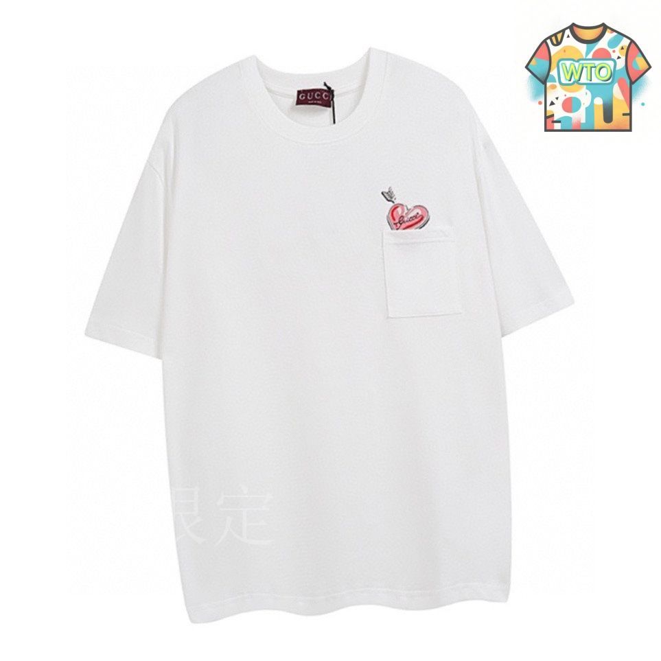GUCCI ハートプリント ポケット付 Tシャツ 今日特価】Gucci サマーニュー ハートポケット 丸首 T シャツ