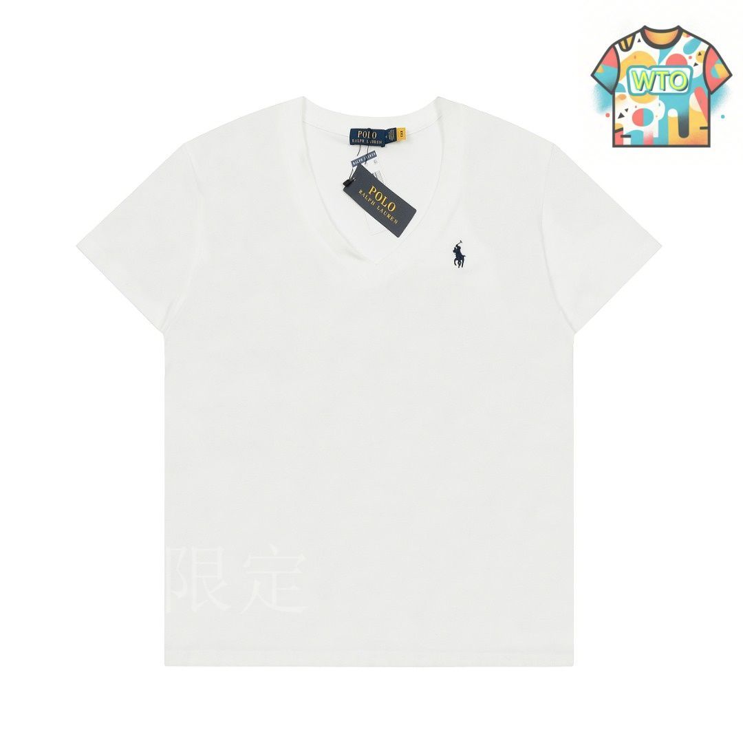 Polo Ralph Lauren ポニー 刺繍 V ネック T シャツ 今日特価】Ralph Lauren ポニー刺繍 V ネック レディース T-3