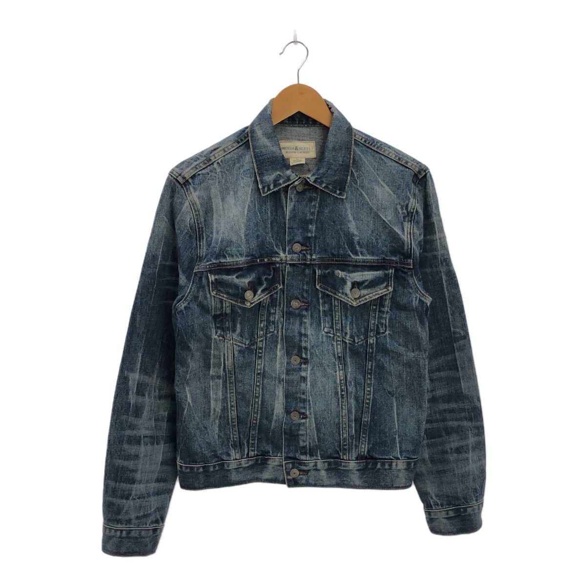 DENIM＆SUPPLY RALPH LAUREN デニムアンドサプライ ラルフローレン MNDSDNMM4T00013 デニムジャケット Gジャン  Sサイズ ブルー バック星条旗プリント ダメージ加工 - メルカリ