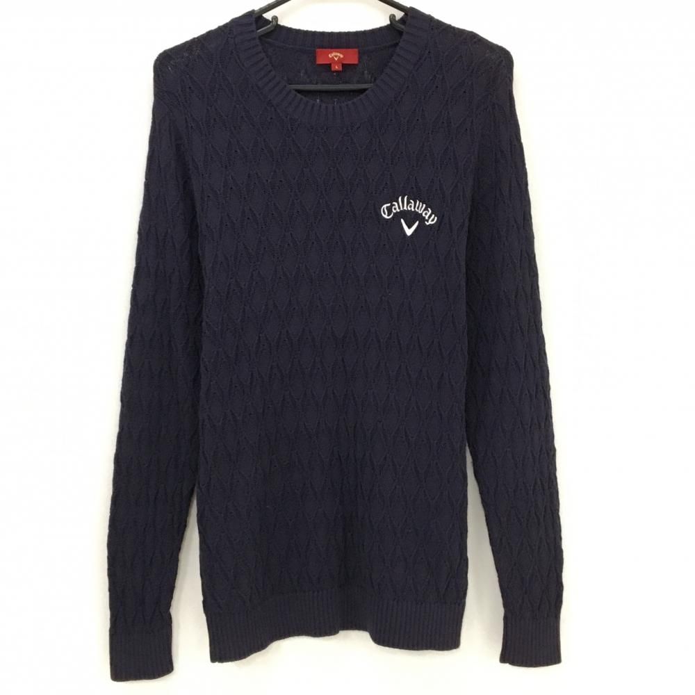 キャロウェイ レッドレーベル セーター ネイビー ケーブル編み調