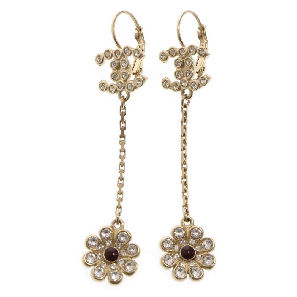 CHANEL シャネル ラインストーン フラワー イヤリング CHANEL シャネル イヤリング フラワー ココマーク ゴールド GP