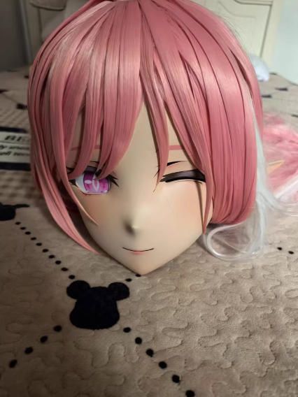 全頭マスク カツラ付き NO.1107 フルマスク ドール ヘッドロリータ人形 コスプレ マスク 仮装 着ぐるみ コスチューム 二次元 WWW_IBETON_RU
