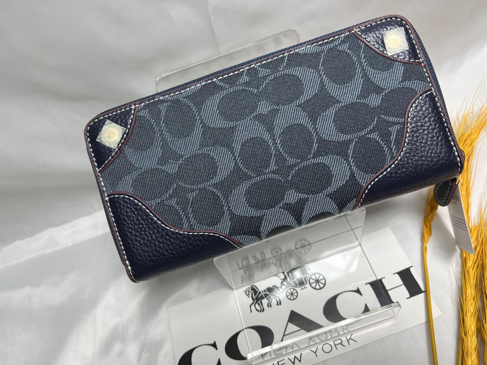 コーチ 財布 COACH 長財布 シグネチャー デニムレザー アコーディオン 