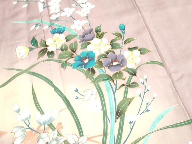 平和屋着物□訪問着 草花文 暈し染め 金彩 正絹 逸品 AAAX0531ph