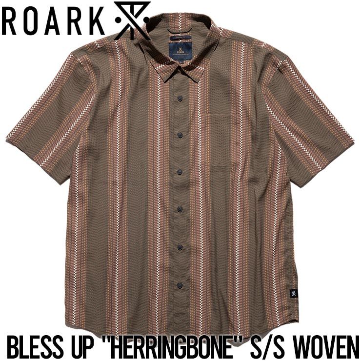 【送料無料】半袖シャツ THE ROARK REVIVAL ロアークリバイバル BLESS UP HERRINGBONE S/S WOVEN - COMFORT FIT RWJ1027-HMI 日本代理店正規品