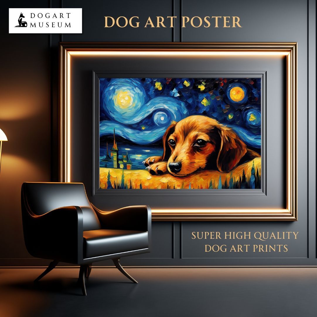 The starry night - Dachshund Puppy Dog 03（星降る夜 - ダックス
