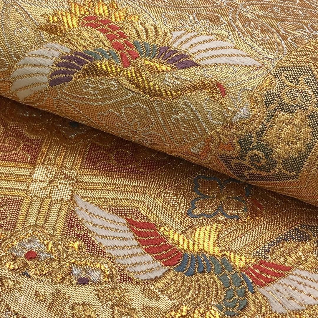 袋帯 オリエント華文 鶴 七宝模様 金糸 金色 O-5409 - メルカリ
