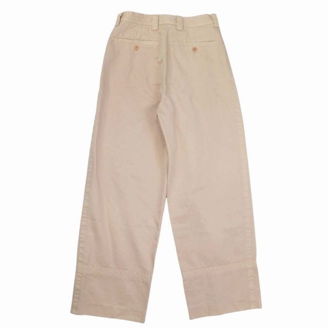 ドリスヴァンノッテン DRIES VAN NOTEN コットン ツイルクロス ワイドパンツ ノータック ストレートシルエット トラウザー 34 ヌードベージュ △E26 レディース