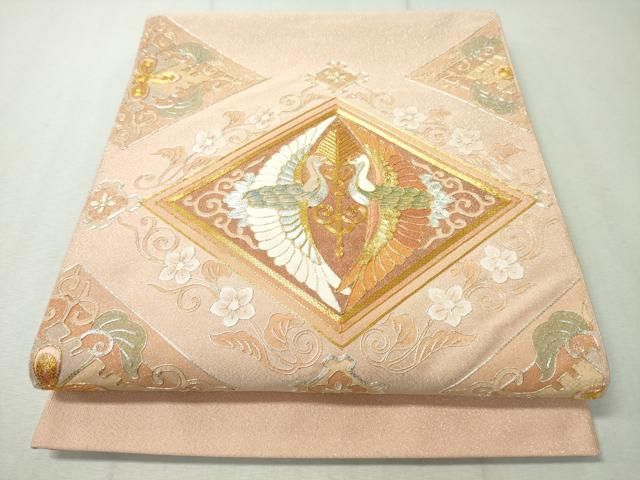 平和屋着物 爪掻き本綴れ 太鼓柄袋帯 色紙花文 金糸 正絹 逸品