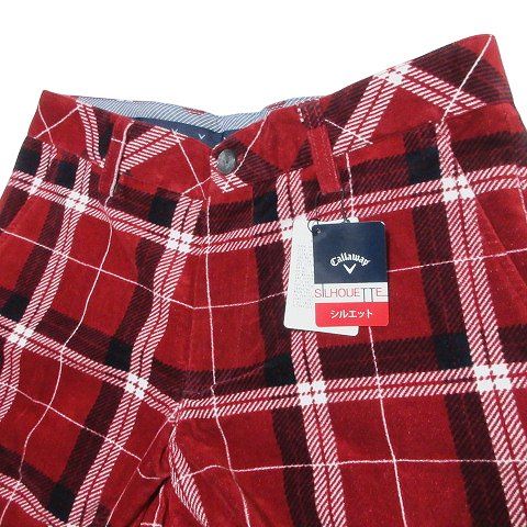 Callaway - キャロウェイ タグ付き パンツ ゴルフウェア チェック ベロア 赤 ■GY09 キャロウェイ CALLAWAY タグ付き パンツ ゴルフウェア チェック