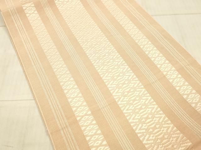 平和屋着物*夏物 本場筑前博多織 八寸名古屋帯 紗献上 珊瑚色 銀通し地 正絹 DAAX8664cm