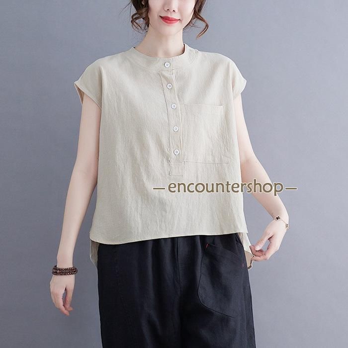 ブラウス レディース 夏 リネンシャツ 薄手 麻 フレンチスリーブ 半袖 ブラウス Tシャツブラウス 春夏 ス シンプル カジュアル ナチュラル ブラウス レディース 夏 リネンシャツ 薄手 麻 フレンチスリーブ