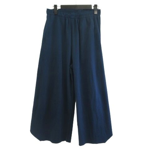 ミーイッセイミヤケ me ISSEY MIYAKE MI52-KF537 プリーツ ワイドパンツ ブルー F