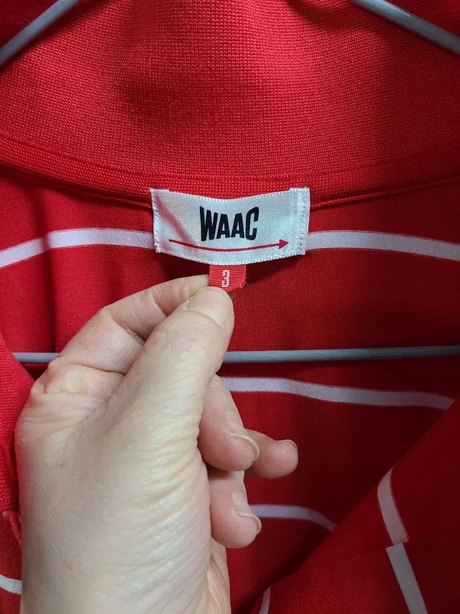 WAACワックスブラウン/白 サッカー生地 ストライプ柄 シャツ 2サイズ WAAC ストライプ ゴルフシャツ サイズ2 WAACワックスブラウン/白