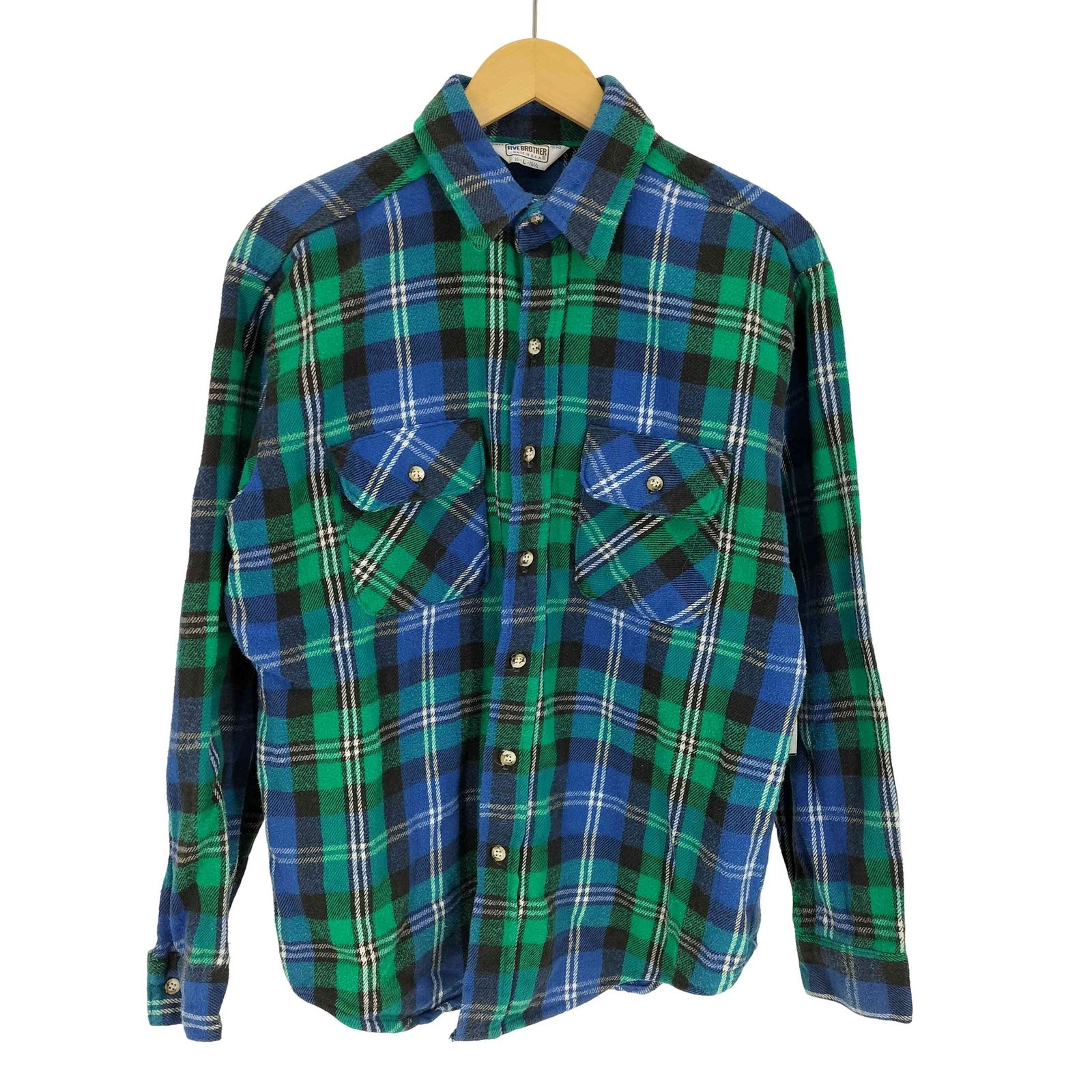 ファイブブラザー FIVE BROTHER 70-80S USA製 三角タグ タータンチェック フラップポケット L/S コットン フランネル シャツ メンズ import：L 