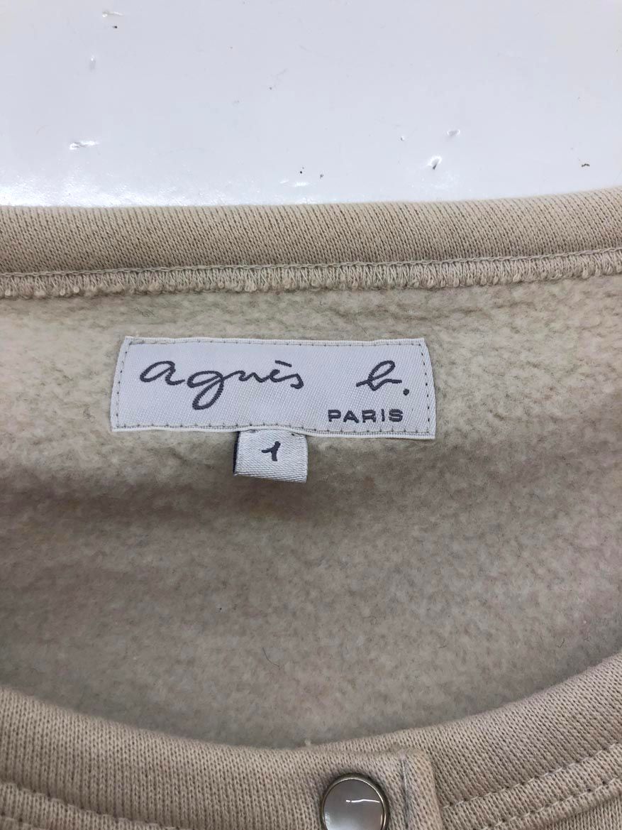 アニエスベー裏起毛カーディガン プレッショ#クリーム agnes b アニエスベー 裏起毛 プレッション カーディガン size1