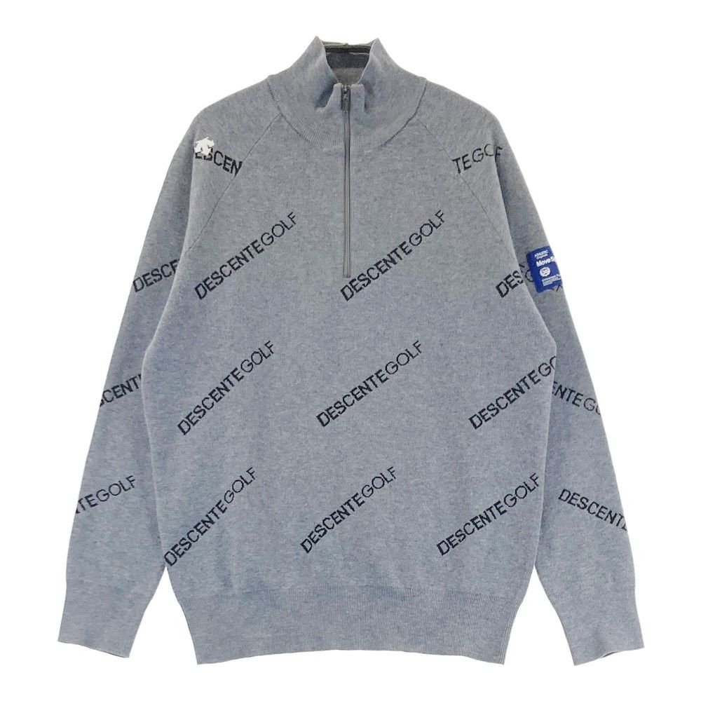サイズ：O DESCENTE GOLF デサントゴルフ  ハーフジップ ウール混 ニットセーター ロゴ柄 グレー系 [240101293113] ゴルフウェア メンズ ストスト