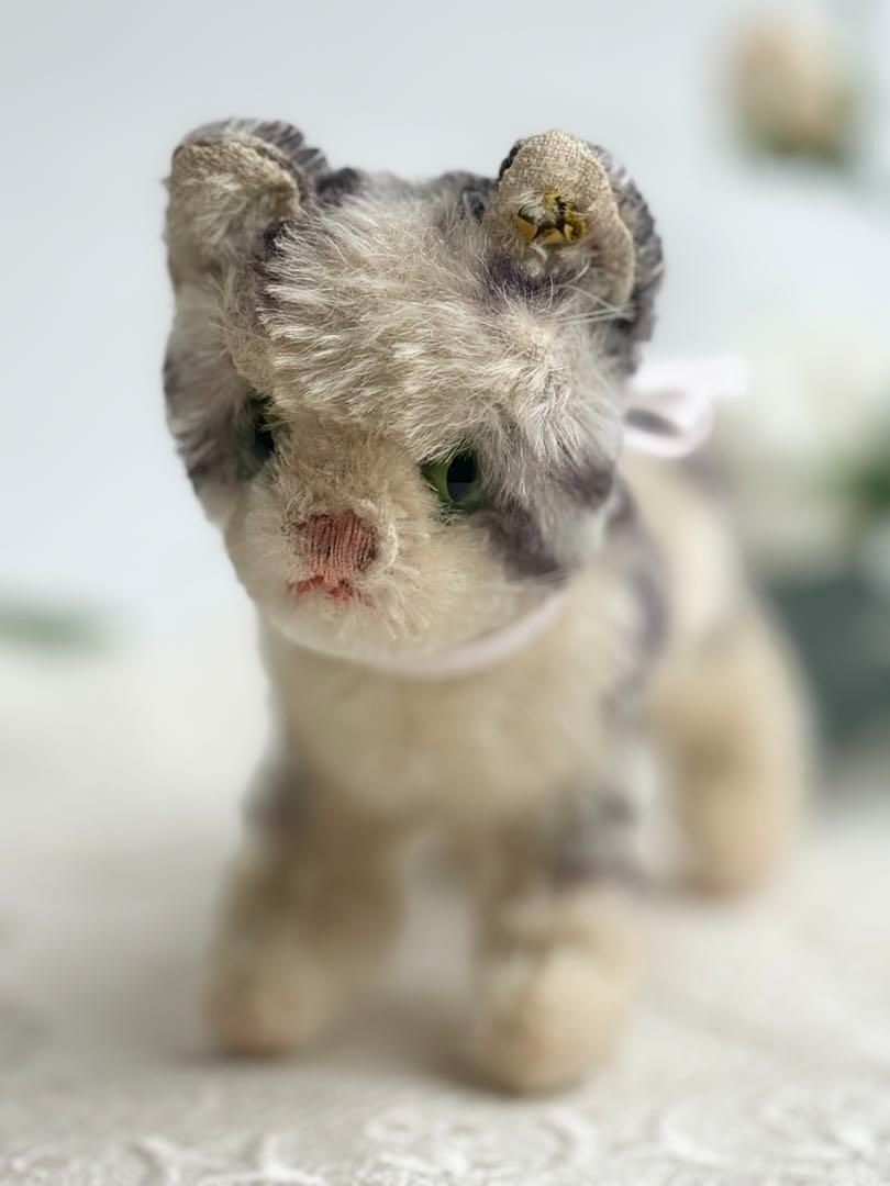 送料無料 シュタイフ Cat Tabby 14cm キャットタビー|ねこ|猫|ネコ ビンテージ|アンティーク Steiff|STEIFF