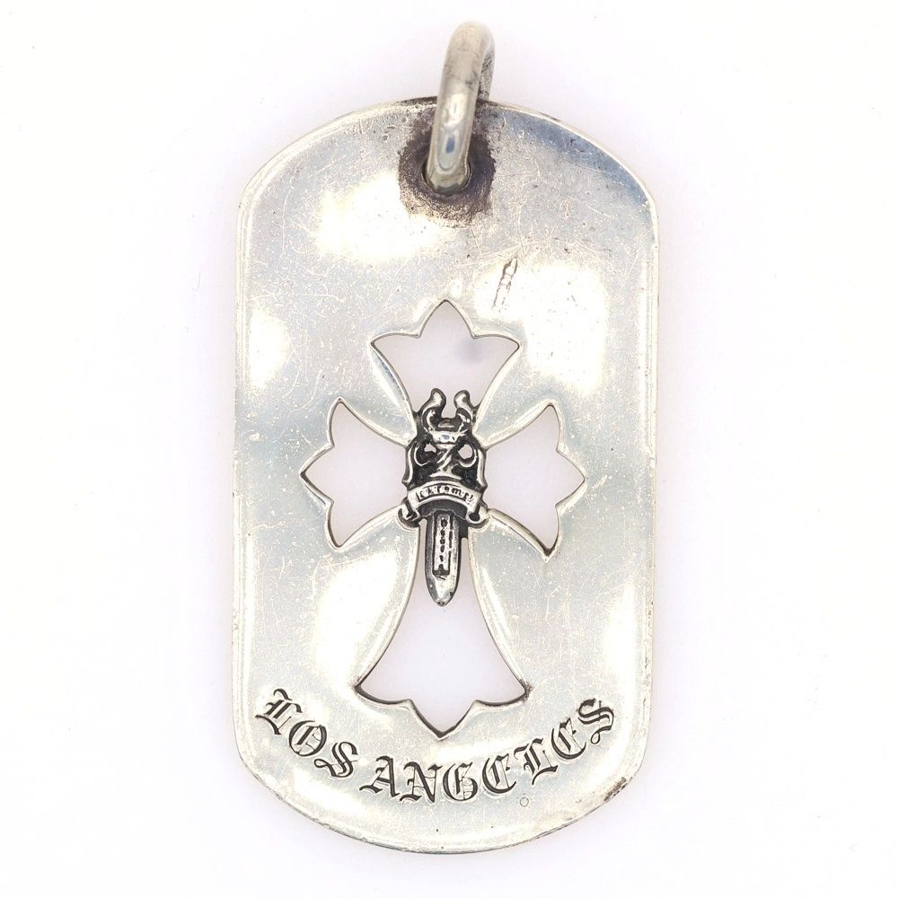 CHROME HEARTS クロムハーツ DT TNY CO CRS DAGGER ロサンゼルス タイニーカットアウトクロスダガードッグタグ チャーム ペンダントトップ シルバー
