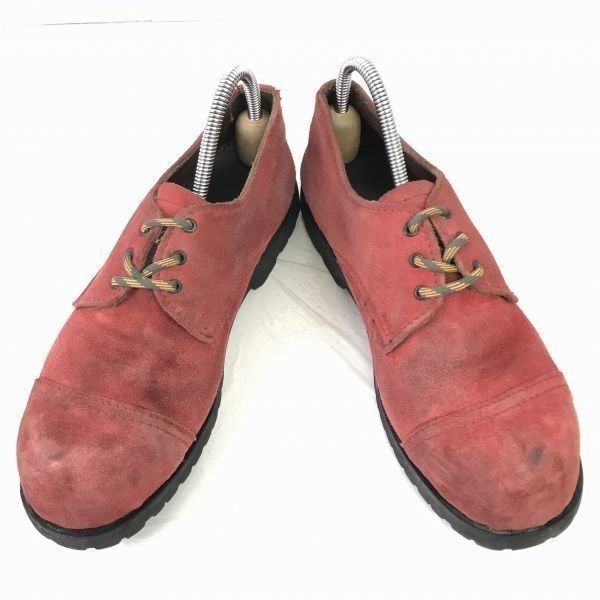 ビンテージ イングランド製 アンダーグラウンド スエード本革 キャップトゥ ローカットブーツ 25.0程度 赤茶 i-199