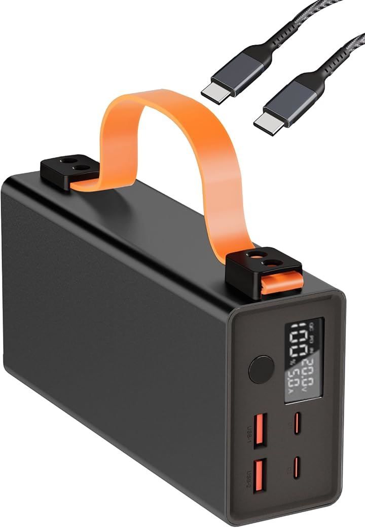 Raydyn モバイルバッテリー 86000mAh|140W ポータブルバッテリー 4ポート 2 USB-A＋2 USB-C 入出力PD3.1 急速充電 パススルー充電対応 ハンドル付き デジタル表示 LEDライト PSE認証済み ブラック