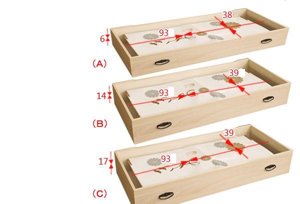 桐タンス引戸3杯＋桐3段チェストＨ61