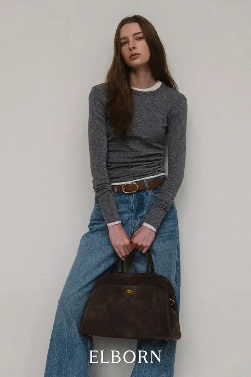 ELBORN バッグ　スエード　ブラウン エルボーン モメットバッグ スエード ブラウン ドットバッグ