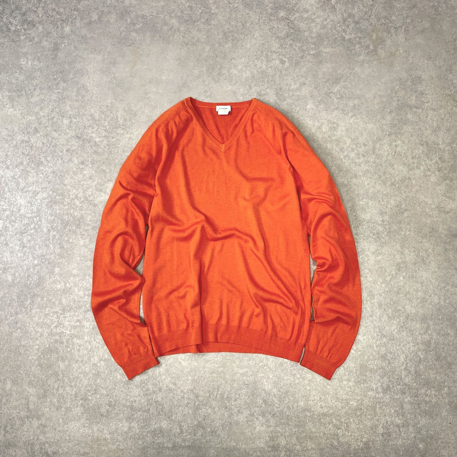 JIL SANDER - JIL SANDER / ジルサンダー | リブ切替 カシミヤ クルーネックニット | 36 | オレンジ | レディース JIL SANDER + ニット・セーター レディース ジルサンダープラス