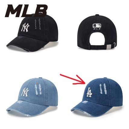 【韓国限定】MLB ドジャース ダメージキャップ 韓国限定】MLB Korea ドジャース ダメージキャップ インディゴ